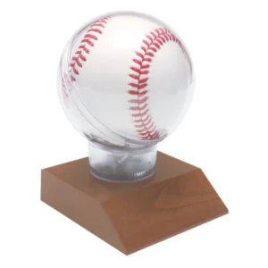 4 1/2" Pre-Assembled All Star Baseball Holder on Cherry Finish Base