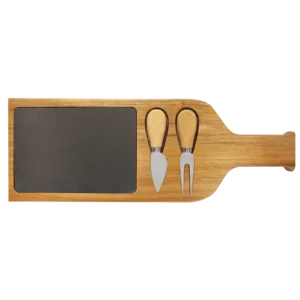 Acacia Wood/Slate Serving Board with Two Tools