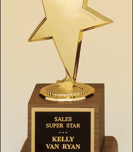 6-3/4" Modern Star Casting Trophy on Solid Walnut Base