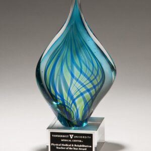 Blue and Green Art Glass Twist Award