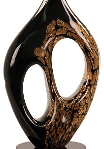 10 1/4 inch Black/Gold Coral Art Glass