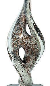 15 1/4 inch Spire Twist Art Glass on Black Base