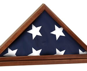 8 1/4 x 16 1/4 Genuine Walnut Flag Display Case with Base Attached