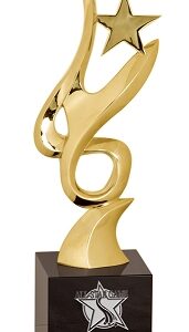 11 3/4 inch Gold Metal Art Crystal Award