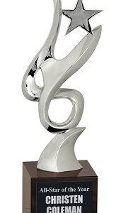 11 3/4 inch Silver Metal Art Crystal Award