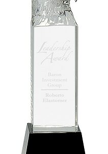 10 1/2 inch Clear Crystal Eagle Tower on Black Pedestal Base