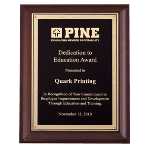 7 x 9 Cherry Finish Plaque with Gold Florentine Plate