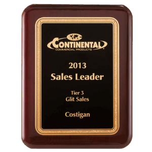 7 x 9 Rosewood Piano Finish Plaque, Gold Florentine Border with Textured Black Center Plate