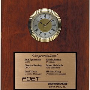 8 x 10 Rosewood Piano Finish Clock Plaque