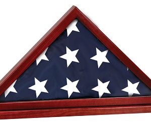 12 3/4 x 25 1/2 inch Rosewood Finish Flag Display Case with Base Attached