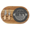 Acacia Wood/Slate Oval Cheese Set with Two Tools - Image 2