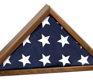 12 1/2 x 25 Walnut Finish Piano Flag Display Case