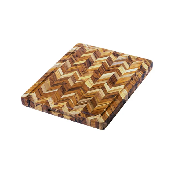 Edge Grain Teak Herringbone Cutting and Serving Board - Image 4