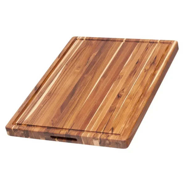 Edge Grain Teak Essential Cutting Board with Juice Canal - Image 3