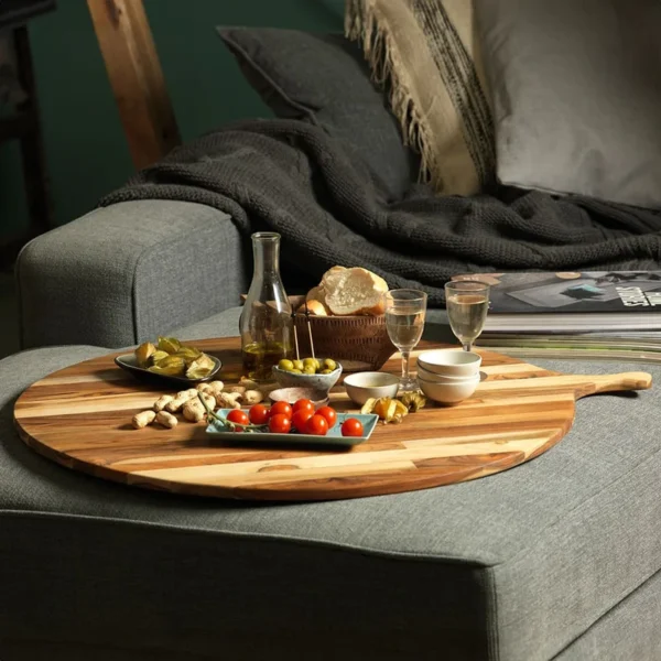 Edge Grain Teak Pizza Board - Image 3